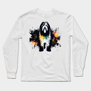 Bearded Collie Dog Minimal Artwork Long Sleeve T-Shirt